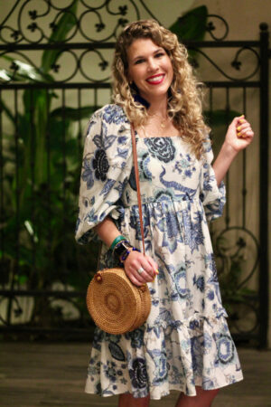 Blooming in a Blue Floral Puff Sleeve Dress - I do deClaire