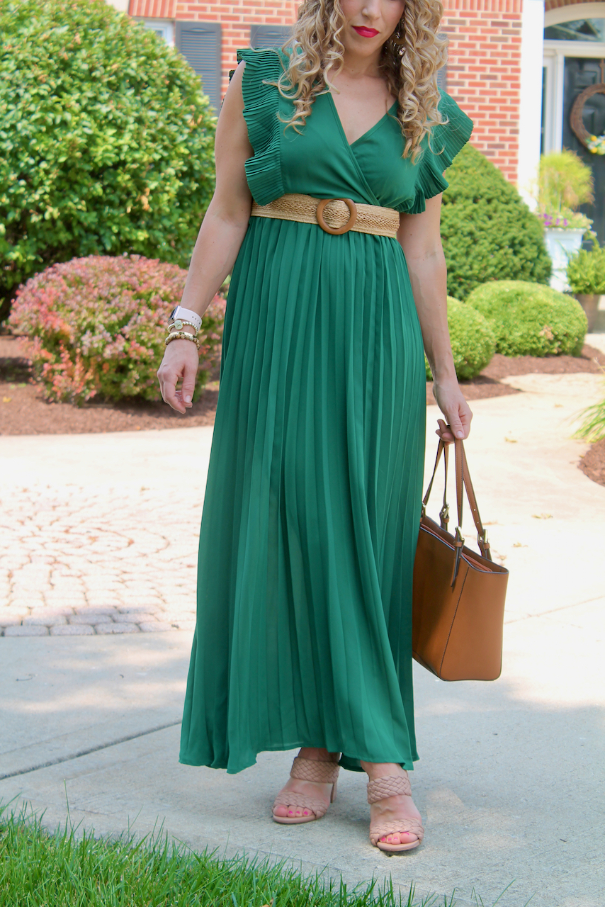 Green Pleated Maxi - A Day In The Lalz