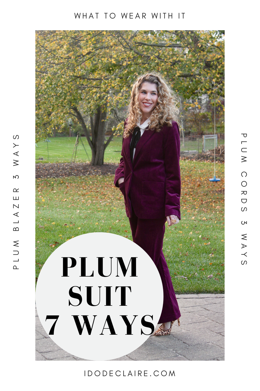 How to Style Plum Corduroy Suit for Work & Linkup
