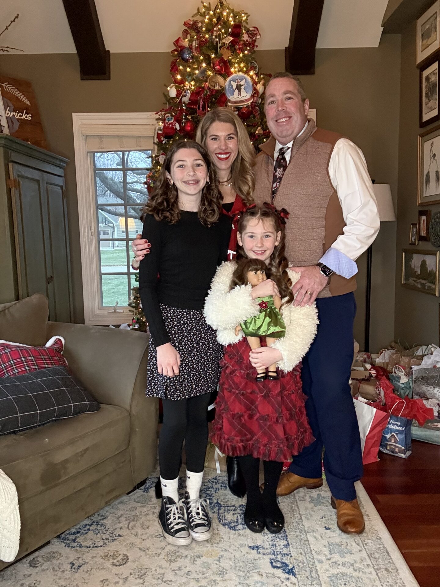 family Christmas Eve photo at home